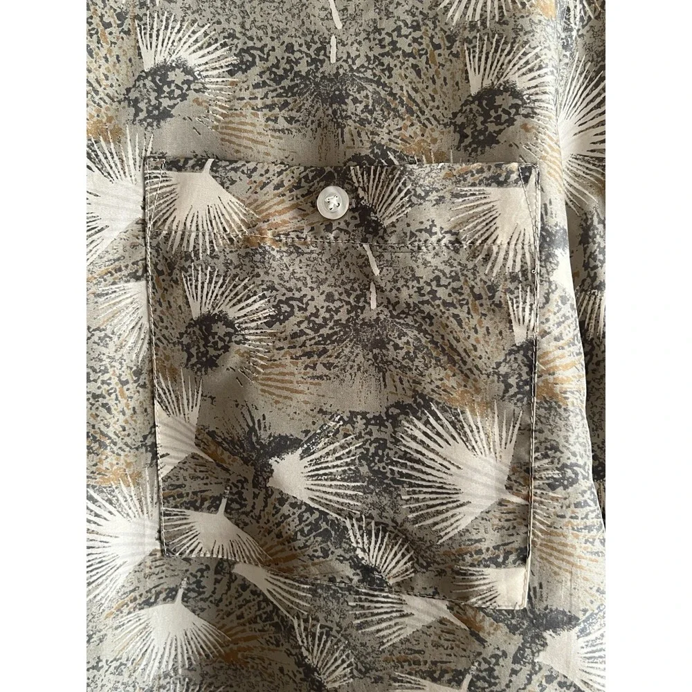 Vintage Firethorn 100% Silk Button-Up Shirt – Abstract Desert Palm Print (XL) - Picture 2 of 9